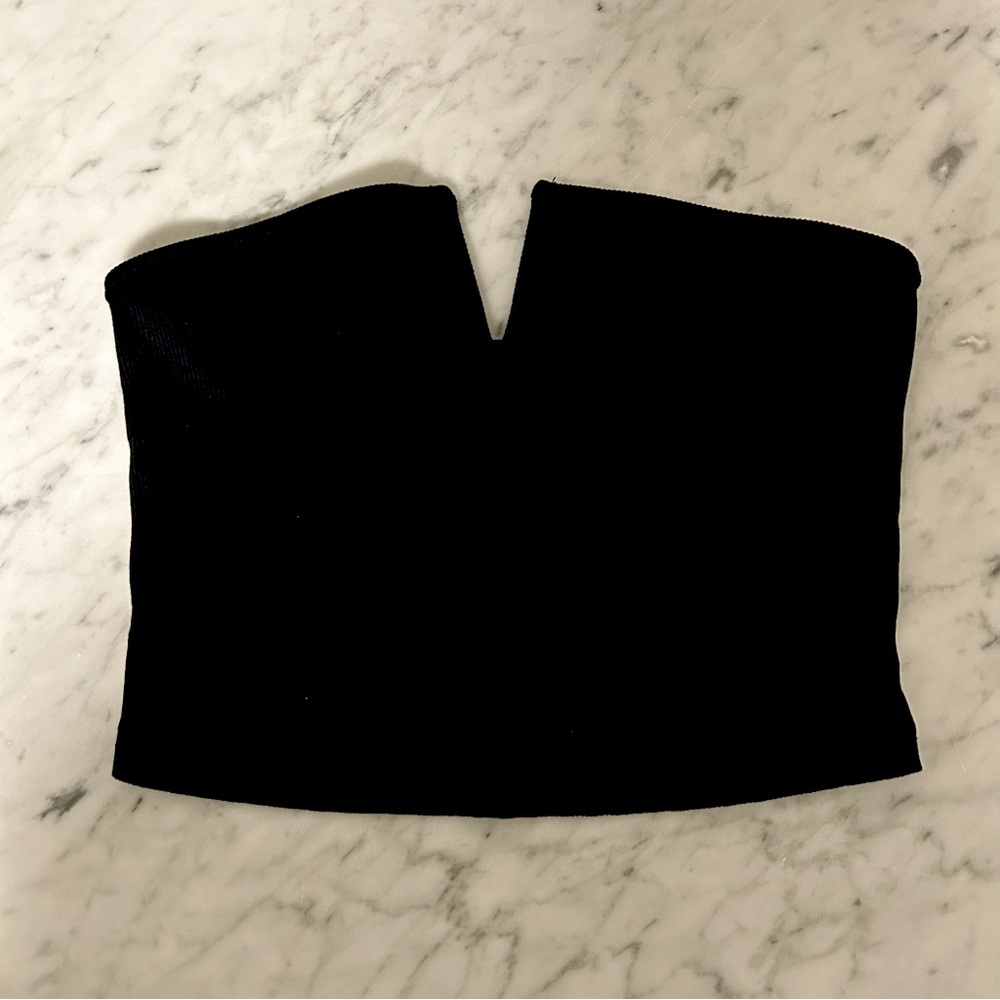 Black Strapless Crop Tank